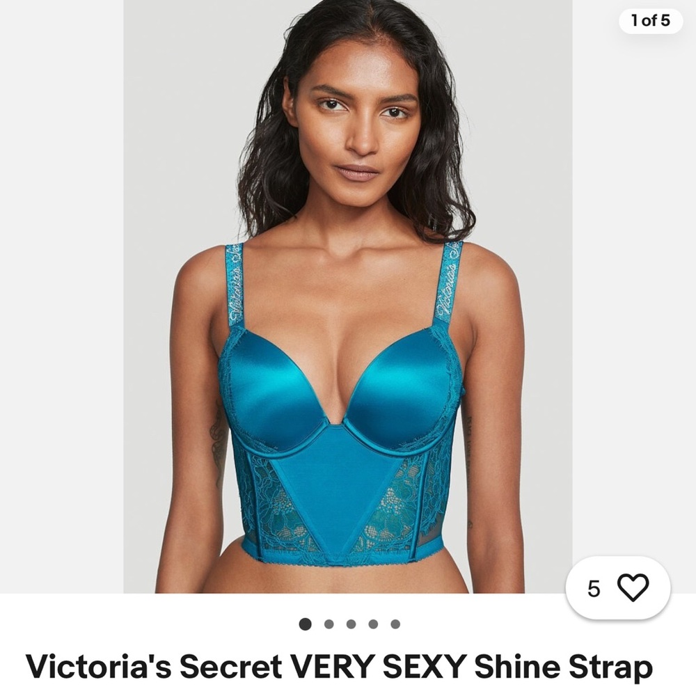 New Victoria's Secret Blue Satin Plunge Bra bundle of two + a used Sports Bra